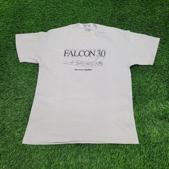 Vintage 80s Military Jet Shirt Large 21x27 White - Picture 1 of 13